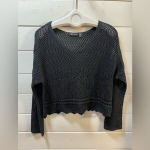 FEMME BY DESIGN Black Crochet Knit Top M